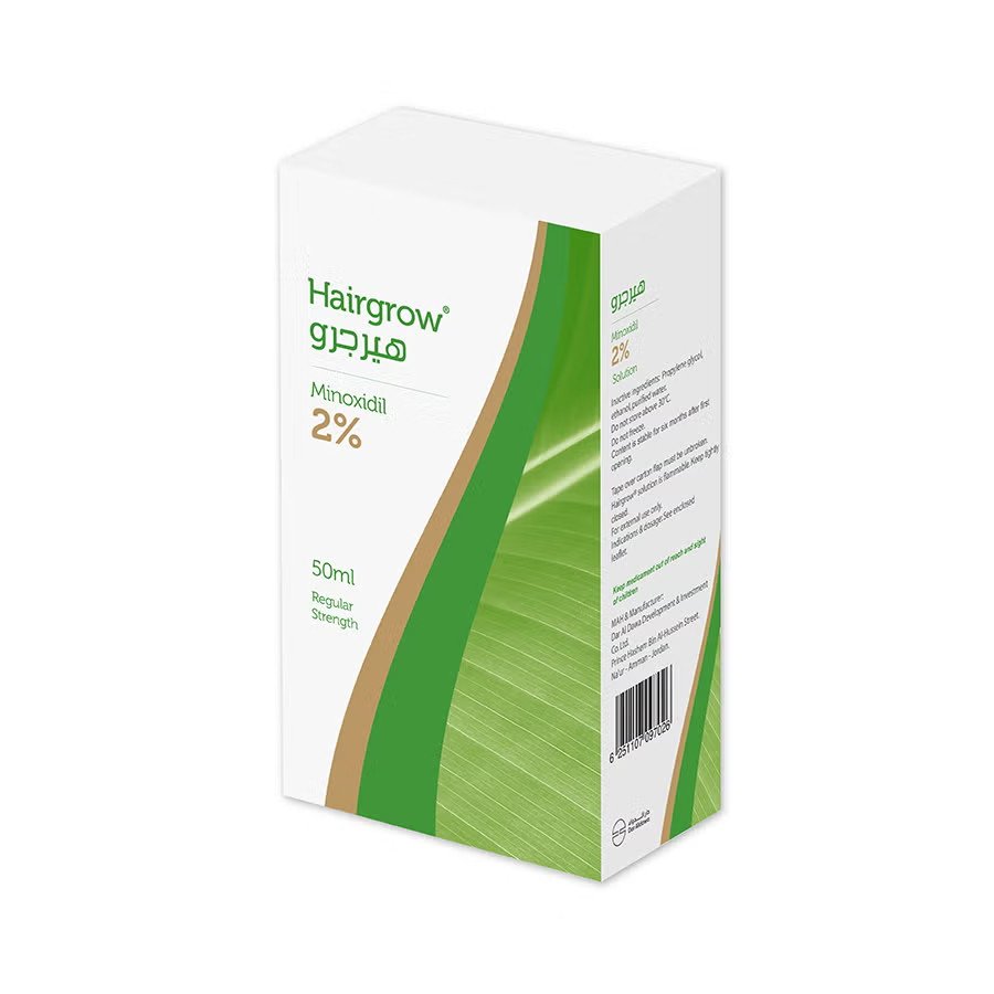 Dar Al Dawa Hairgrow 2% Minoxidil Topical Solution – Clinically Proven Hair Regrowth Treatment for Thinning & Hair Loss, 3-Month Supply