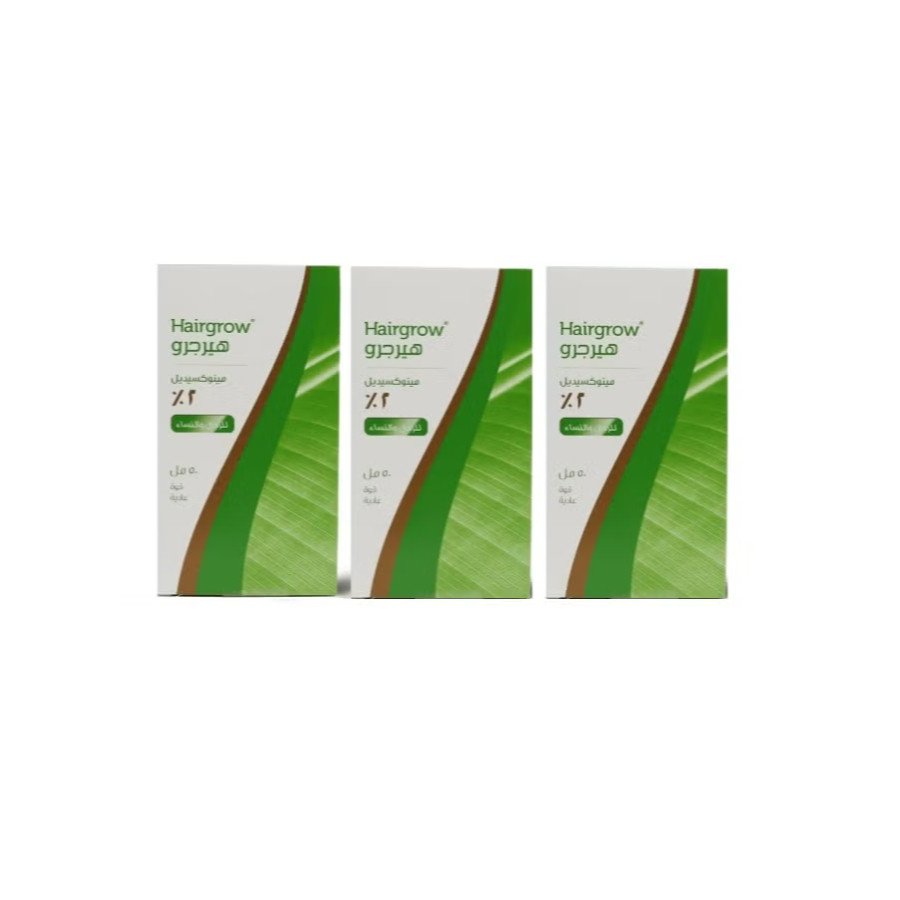 Dar Al Dawa Hairgrow 2% Minoxidil Topical Solution – Clinically Proven Hair Regrowth Treatment for Thinning & Hair Loss, 3-Month Supply -  Pack of 3