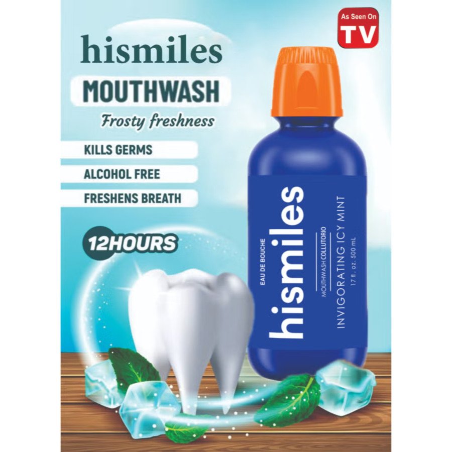 HiSmile V34 Purple Mouthwash – Colour Corrector & Teeth Whitening Booster with Icy Mint Freshness