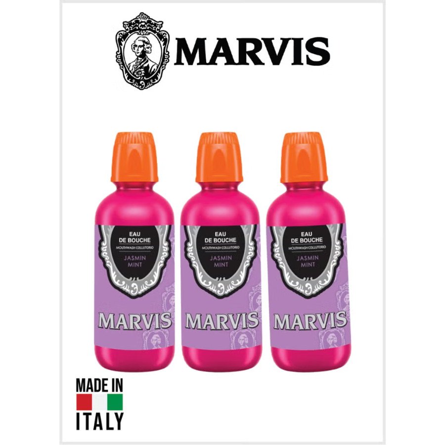 Marvis Jasmin Mint Mouthwash 400ml (Pack of 3)  – Floral Mint Mouth Rinse for Long-Lasting Fresh Breath & Oral Care